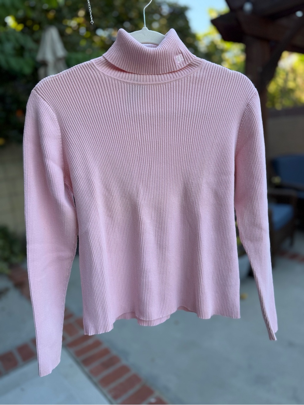 Vintage 2000 Ralph Lauren Petite Pink Ribbed Turtleneck Sweater 🩷 L/P